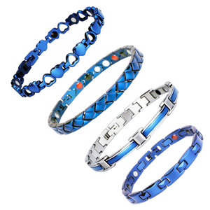 Pulsera de Cadena Magnética con <span class=keywords><strong>Iones</strong></span> <span class=keywords><strong>Negativos</strong></span> de Germanio, Bio Magnética, de Color Azul Clásico, Ajustable, <span class=keywords><strong>para</strong></span> la Salud - Product Image 1
