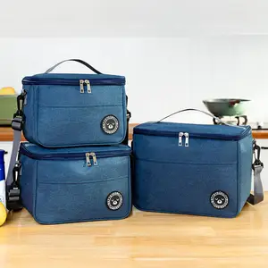 Borsa da pranzo portatile personalizzata per cibo scatola da pranzo termica in tessuto Oxford borsa termica per pranzo isolata borsa da Picnic con tracolla