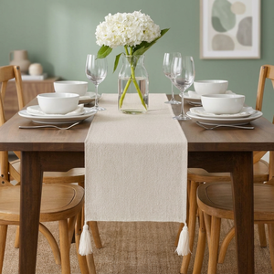Handcrafted Cotton and Jute <b>Table</b> <b>Runner</b> | Bohemian Dining <b>Table</b> Decor | Sustainable Woven Home Decoration - Product Image 2