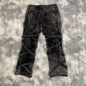 DENIMGUYS personnalisé Y2K détruit couture jean hommes noir lavé jean <span class=keywords><strong>gothique</strong></span> Street Wear en détresse Baggy lâche Denim pantalon - Product Image 2