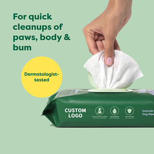 Lingettes pour animaux de compagnie avec logo personnalisé, naturelles, écologiques, biodégradables, sans alcool, non parfumées, lingettes nettoyantes pour chiens et chats - Product Image 1
