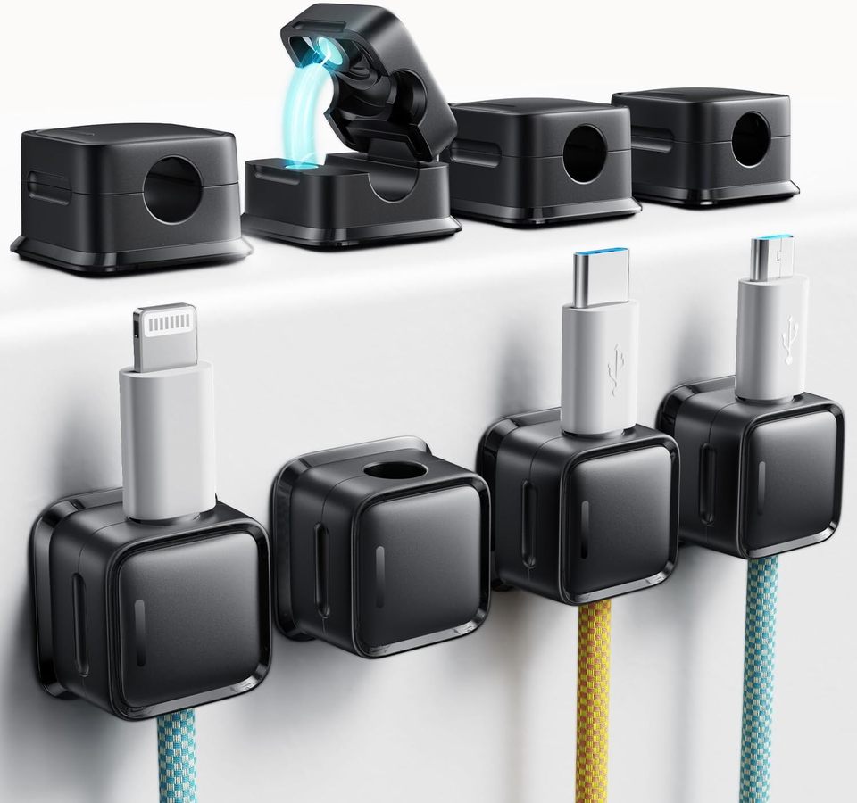 2025 Magnetic Cable Clips Permanent Phone Cord Holder For Nightstand Organizer Side Table Mini Cube Home Office Desktop