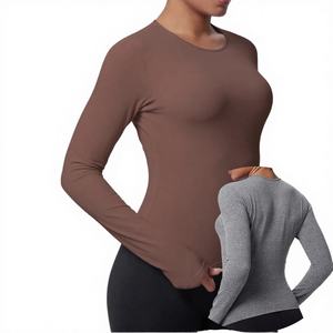 Camiseta Deportiva Casual para Mujer, de Alta Elasticidad, Ajustada, Transpirable, para Yoga, Manga Larga, para Correr, Fitness - Product Image 4