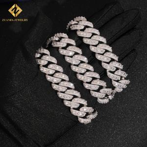Chaîne cubaine Miami glacée de 18 mm, bijoux hip-hop rock, bracelets en argent sterling 925, diamants VVS, moissanite de luxe - Product Image 1