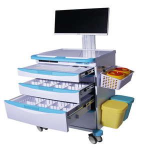 รถเข็นพยาบาลเคลื่อนที่ Joyful Abundance รุ่น SLV-B203 ทำจากโลหะ พร้อมจอภาพและลิ้นชัก สำหรับการตรวจเยี่ยมผู้ป่วยในหอผู้ป่วย - Product Image 5