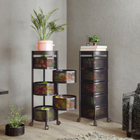 Multi-couches 360 °   Chariot de cuisine rotatif à roulettes, étagère de rangement en métal à 3, 4 ou 5 niveaux, chariot à roulettes pour fruits, légumes et salle de bain