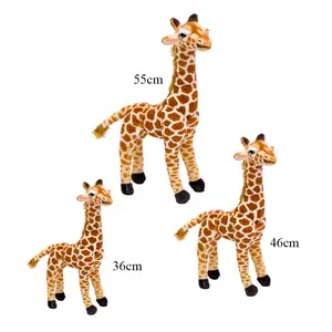 Ucuz fiyat promosyon dolması hayvan oyuncak zürafa son tasarımlar büyük gözler zürafa peluş oyuncak