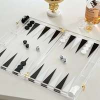Mehrfarbiges Modernes Luxuriöses Umweltfreundliches Acryl-Backgammon-Set Brettspiel mit Magnetverschluss Reise-Aufbewahrungskoffer