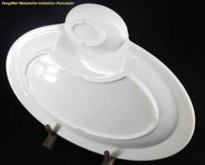 Thân Thiện Với Môi Không Thể Phá Vỡ Melamine Hình Bầu Dục Bữa Ăn Tối Tấm Máy Rửa Chén An Toàn Phục Vụ Chip Snack Tấm Lưới immitating Gốm Nhựa - Product Image 3