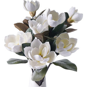 Flores de seda <span class=keywords><strong>Grandiflora</strong></span> de <span class=keywords><strong>Magnolia</strong></span> de 3 cabezas realistas de tacto suave para bodas románticas, graduación, decoraciones navideñas para el Día de la madre - Product Image 4
