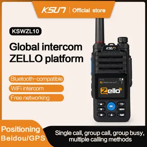 KSUN 안드로이드 4G 3G 2G 워키 토키 와이파이 블루 치아 GPS POC 양방향 라디오 트랜시버 장거리 100 KM ZL10 Zello 라디오