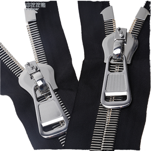 38 #   Cremallera metálica grande plateada brillante personalizada con extremo cerrado, tirador de latón y bloqueo automático para prendas, bolsos y textiles del hogar, muestra en 7 días - Product Image 1
