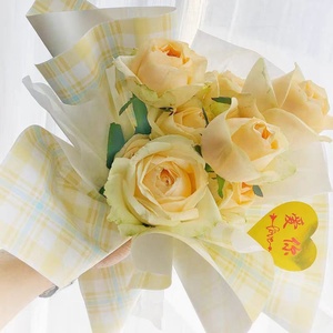 Wholesale Korean Designer Grid Pattern Waterproof Plastic Flower Wrapping Paper Valentine Bouquet Packing Floral Materials - Product Image 6