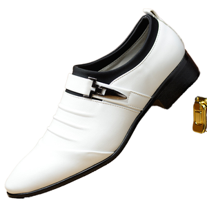 Chaussures habillées pour hommes en cuir PU patchwork blanc, respirantes, à bout fermé, quatre couleurs, pour mariage, printemps-été - Product Image 1