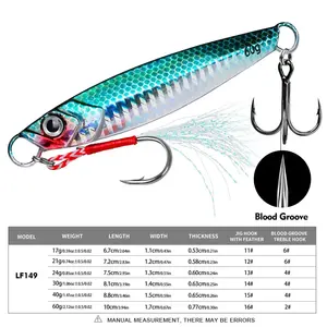 PROBEROS Luya – Leurre métallique bionique lumineux à double hameçon pour la pêche en mer, 17g/21g/24g/30g/40g/60g, pour la carpe - Product Image 2
