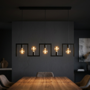 Lámpara Colgante Cuadrada Negra LED E14 6000K Luz Blanca Fría, Altura Ajustable, Araña de Hierro con Ángulo de Haz de 360°, CRI 80 para Sala de Estar - Product Image 4