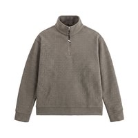Sweat-shirt à demi-zip en tricot texturé uni pour homme, col montant, mélange de laine, grandes tailles, coupe ample et décontractée, 6XL 7XL