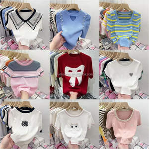 Camiseta Corta Ajustada de Verano de Alta Calidad para Mujer, con Aberturas y <span class=keywords><strong>Manga</strong></span> Corta, Estilo Bodycon, para Venta al por Mayor - Product Image 5