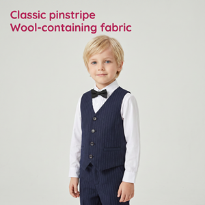 <span class=keywords><strong>Gilet</strong></span> simple à fines rayures pour garçons avec 67% de terylène, 10% de <span class=keywords><strong>laine</strong></span>, 18% de rayonne, 3% de spandex et 100% de polyester pour la doublure. - Product Image 1