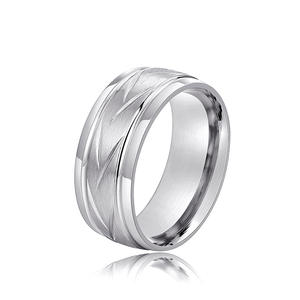 <b>Tungsten</b> Men's Wedding Band Geometric Pattern Classic Style <b>Ring</b> DJ090 - Product Image 6
