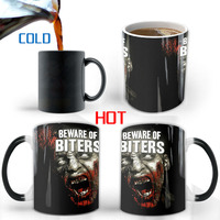 Custom The Walking Dead Tazas Zombie Ghost Fearsome Horror Terror Biter Taza Sublimación Café Taza de cerámica