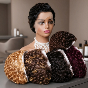 Perruque bouclée Chioma Pixie en gros d'usine à 23 $, Lace Frontal 13x4, 100% cheveux humains, boucles C, pré-épilée avec baby hair, pour femmes noires - Product Image 1