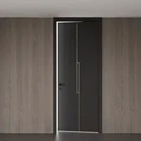 Porte intérieure moderne de luxe en bois massif, à ouverture vers l'intérieur ou vers l'extérieur, avec poignée personnalisée pour villa et appartement