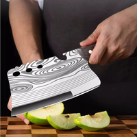 Couteau de cuisine chinois de 7,5 pouces en acier inoxydable avec texture laser, couteau de boucher