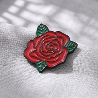 Badge en émail souple en forme de rose en métal noir teinté, de haute qualité, promotionnel, pour la vente en gros, fabriqué par le fabricant