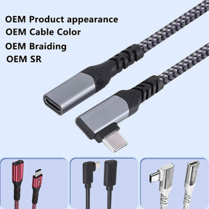 LUNG KAY <b>USB</b> C Extension <b>Cable</b> Right Angle Nylon PVC Jacket USB3.1 Fast Charging 5A 100W PD Type C <b>to</b> <b>USB</b> C Male <b>to</b> Female <b>Cable</b> - Product Image 2