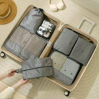 Nouveaux matériaux avec logo personnalisé ensemble de sacs de voyage organisateur de voyage à bon prix cubes d'emballage ensemble de 7 pièces organisateur de voyage bagages beige coloré