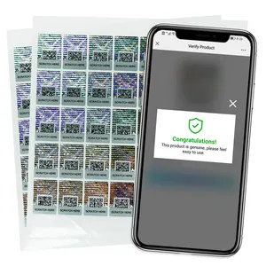 Embalagem anti-falsificação etiquetas holográficas autênticas adesivos de código QR prateados selos de segurança adesivos holográficos genuínos