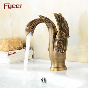 Fyeer, grifo de lavabo de cobre antiguo europeo, <span class=keywords><strong>grifos</strong></span> mezcladores de agua fría y caliente con grifo de lavabo de mostrador de diseño Animal - Product Image 2
