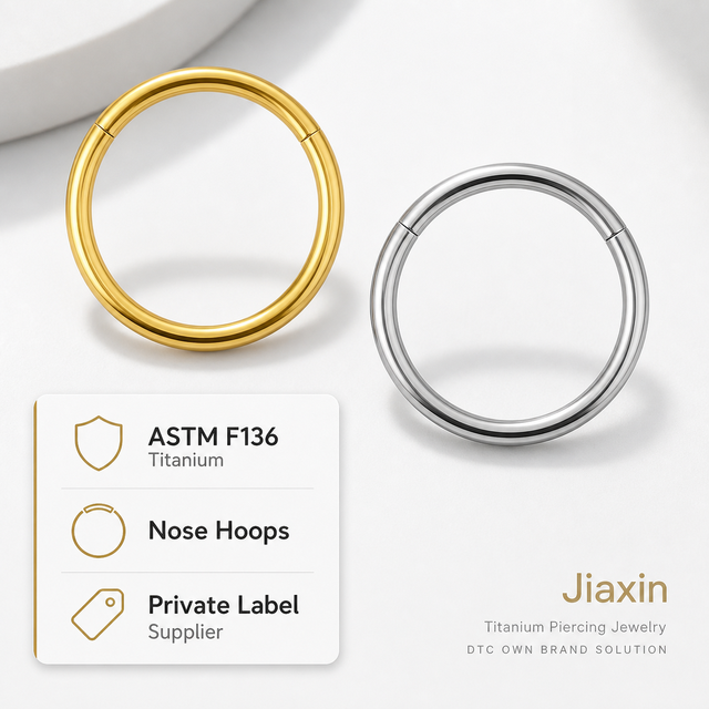 JIAXIN ASTM F136 Implant Grade Titanium  Nose Ring Clicker Boucles De Nez Piercing De Titanio Body Piercing Jewelry