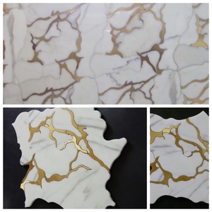 GGL đá calacatta Vàng Gạch Đá Cẩm Thạch hình dạng bất thường máy bay phản lực nước hỗn hợp đồng thau cho các cảnh trang trí khác nhau nhà bếp phòng tắm khách sạn - Product Image 6