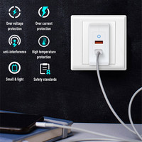 Chargeur rapide GAN 100W PD QC3.0 PPS certifié SAA RCM australien, double port USB-C et USB-A, à fixation murale, pour téléphone et ordinateur portable (MOQ 1)