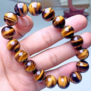 سوار حجر عين النمر الأصفر الطبيعي ، عين البرق الصفراء عين القط سوار حجر ، حجر تحول خشبي كريستال أصفر - Product Image 3