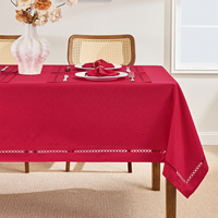 Nappe personnalisée en polyester imitation lin avec découpe en forme de diamant, imperméable, résistante aux taches, anti-rétrécissement et lavable