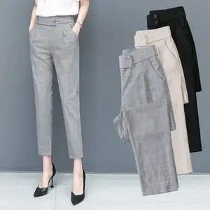 2022 חדש אופנה נשים חדשות קיץ משרד דק חליפה מכנסיים המותניים אלסטי רזה מכנסיים קצרים באביב