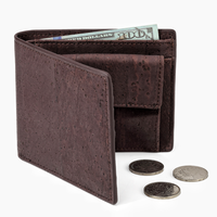 Dompet Terbuka untuk Pria Desain Bahan Kulit Kork Ramah Lingkungan Penyimpan Kartu Depan Terbuka Digunakan untuk Dibawa di Kanto