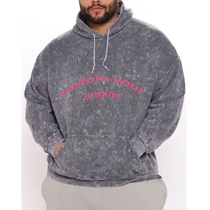 Hot Koop Heavy Gewicht Custom Logo 100% Katoen Heren Oversized Sweaters Zuur Wassen Hoodie Voor Mannen