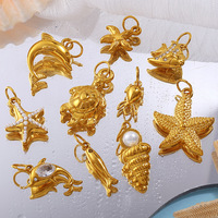 Pendentifs Breloques Haut de Gamme en Acier Inoxydable Électroplaqué, Style Océanique Transfrontalier, Coquillage et Pierre Naturelle, Tendance et Personnalisés