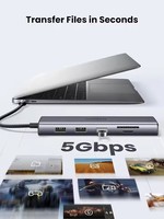 Hub USB-C UGREEN CM498 10-en-1 avec HDMI 4K et VGA double moniteur, Ethernet 1 Gbps, PD 100 W, 3 ports USB 3.0 et prise audio 3,5 mm