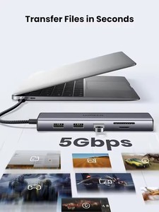 UGREEN CM498 Hub USB C 10 in 1 con HDMI 4K e VGA per Doppio Monitor, Ethernet 1Gbps, PD 100W, <span class=keywords><strong>3</strong></span> Porte USB <span class=keywords><strong>3</strong></span>.0, Jack Audio <span class=keywords><strong>3</strong></span>.5mm - Product Image 2