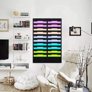 Organisateur de dossiers suspendus à 20 poches, support mural pour documents de bureau, polyester noir - Product Image 5