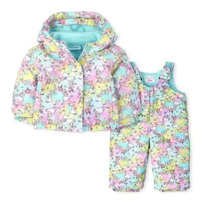 Бесплатный образец Детская куртка для маленьких девочек и одежда для маленьких девочек 3 в 1 зимняя куртка с подкладкой из искусственного меха и пуха комбинезон на снежную погоду из 2 предметов Sno