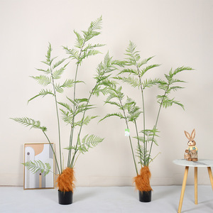 Plante artificielle de fougère à fil doré simulé Dream Castle, décoration d'intérieur sur pied, verdure de bonsaï - Product Image 3
