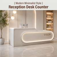 Le design minimaliste du comptoir d'accueil blanc crème de luxe léger convient aux cliniques de beauté et aux magasins de détail OEM/ODM