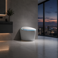 Toilette intelligente colorée, toilette électrique moderne avec bidet intégré, siège chauffant, chasse d'eau automatique et télécommande