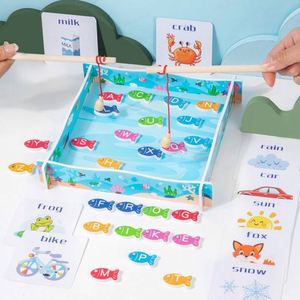 Jeu de cartes éducatives d'apprentissage des mots, jeu de pêche magnétique en bois pour les tout-petits - Product Image 3